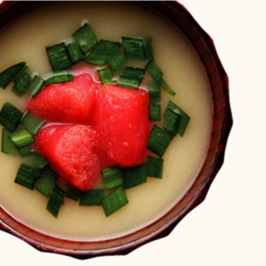 Seasoned Cod Roe and Chinese Chive Miso Soup