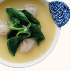 Indian Spinach and Devil’s Tongue Miso Soup