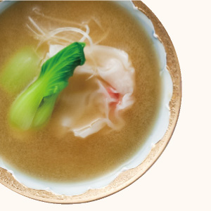 Bok Choy and Shrimp Wonton Miso Soup