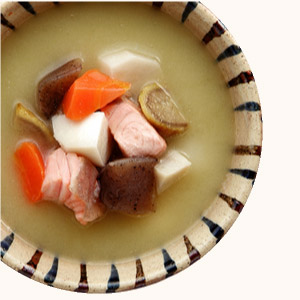 Autumn Salmon and Vegetable Lumps miso Soup