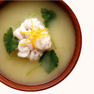 Cod Milt and Japanese Honeywort Miso Soup