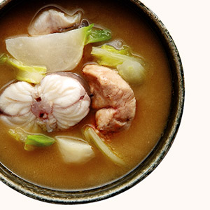 Goosefish, Chinese Cabbage and Turnip Miso Soup