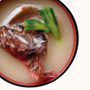 False Kelpfish and Scallion Miso Soup