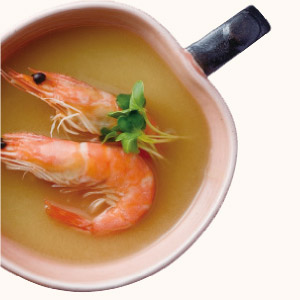 Whole Shrimp and White Radish Sprout Miso Soup