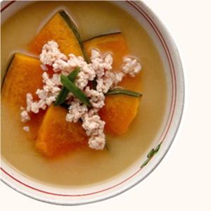 Pumpkin and Ground Chicken Miso Soup