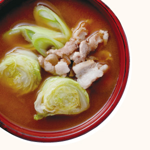 Chinese Cabbage and Pork Belly Miso Soup