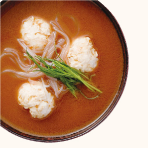 Chicken Ball and Glass Noodle Miso Soup