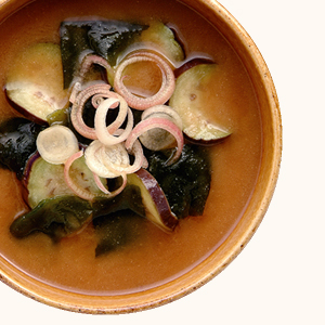 Eggplant and Wakame Miso Soup