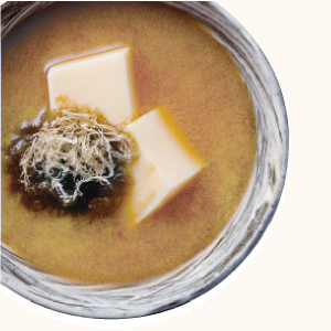 Shredded Vinegared Kombu and Steamed Egg Custard Miso Soup