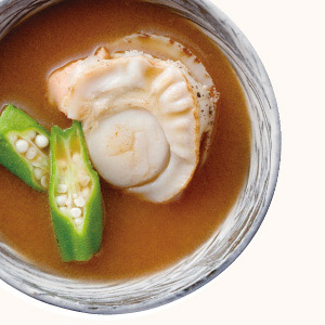 Scallop and Okra Miso Soup