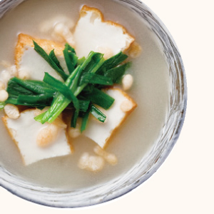 Chinese Chive and Thick Deep-fried Tofu Miso Soup