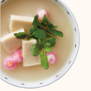 Watercress and Freeze-dried Tofu Miso Soup