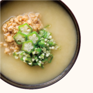 Cracked Natto and Okra Miso Soup