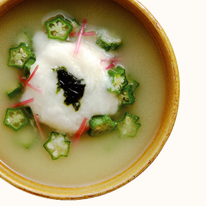 Okra and Grated Yam Miso Soup