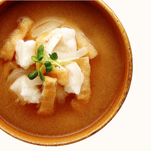 Crushed Yam and Deep-fried Tofu Miso Soup