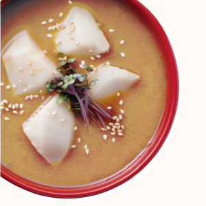 Taro and White Radish Sprout Miso Soup