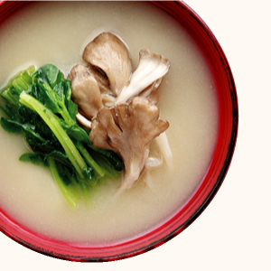 Maitake Mushroom and Pea Sprout Miso Soup