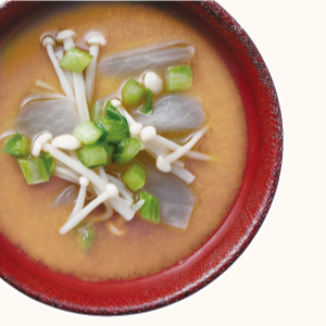 Daikon Radish and Enoki Mushroom Miso Soup