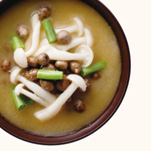 Yam Bulblet and White Shimeji Mushroom Miso Soup