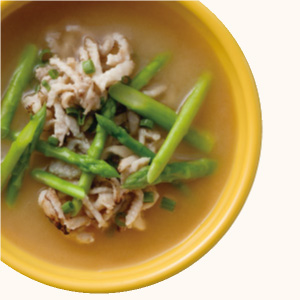 Asparagus and Chicken Skin Miso Soup