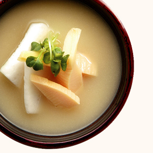 Bamboo Shoot and Boiled Fish Cake Miso Soup