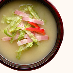 Lettuce and Bacon Miso Soup