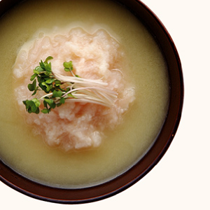 Grated Lotus Root and White Radish Sprout Miso Soup