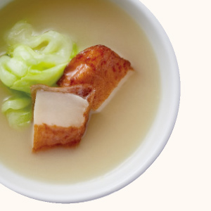 Deep-fried Fish Cake and Spring Cabbage Miso Soup