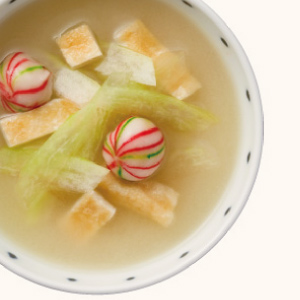 Watermelon Rind and Deep-fried Tofu Miso Soup